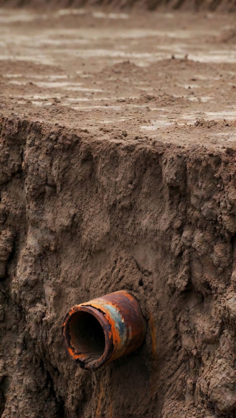 Pipe burried in soil